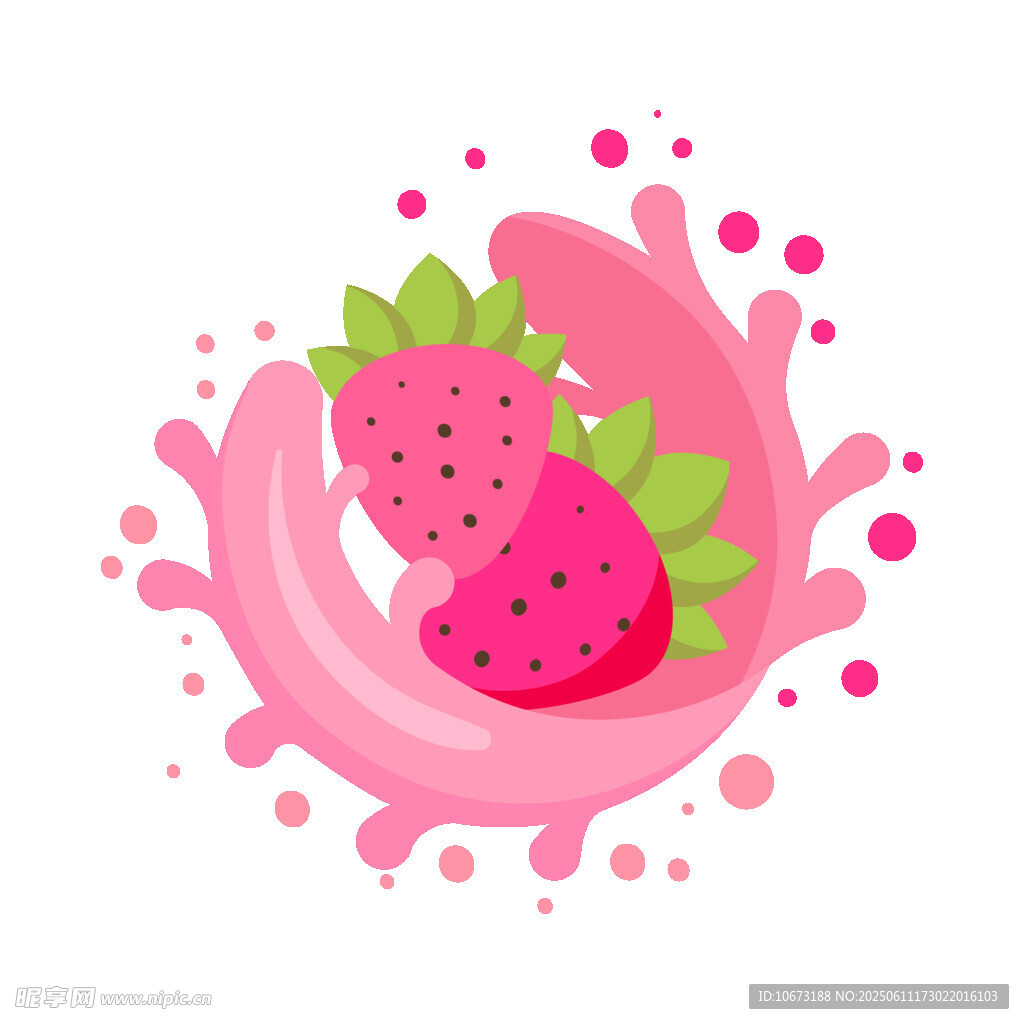 草莓果汁飛濺插畫