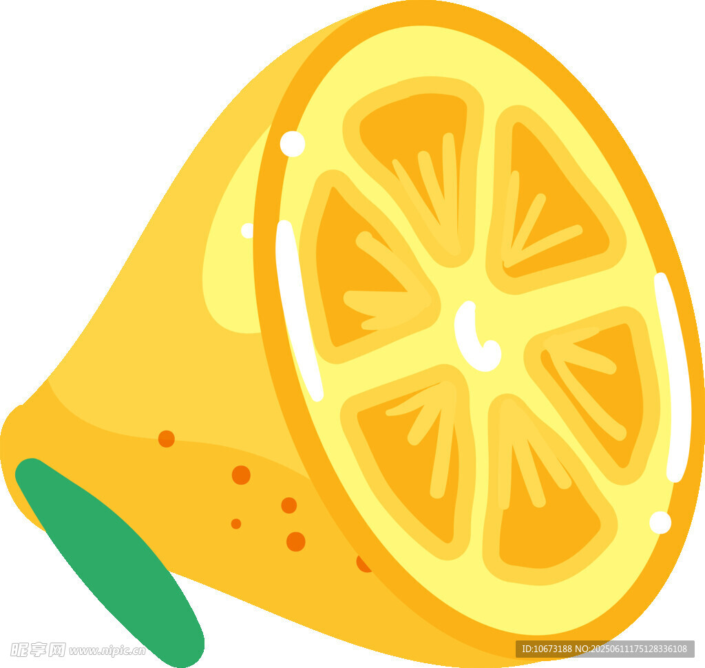 卡通風格的半片黃色檸檬
