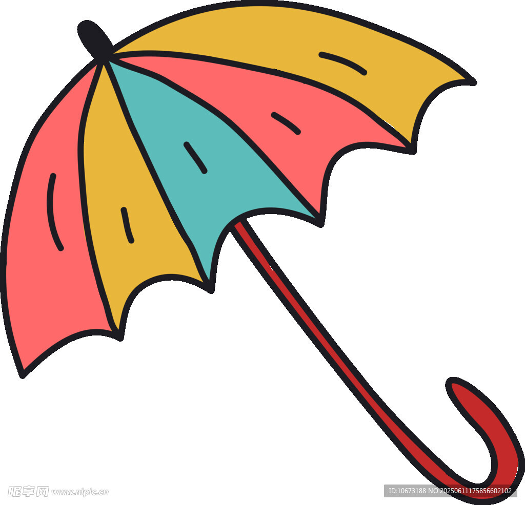 彩色卡通雨傘插畫