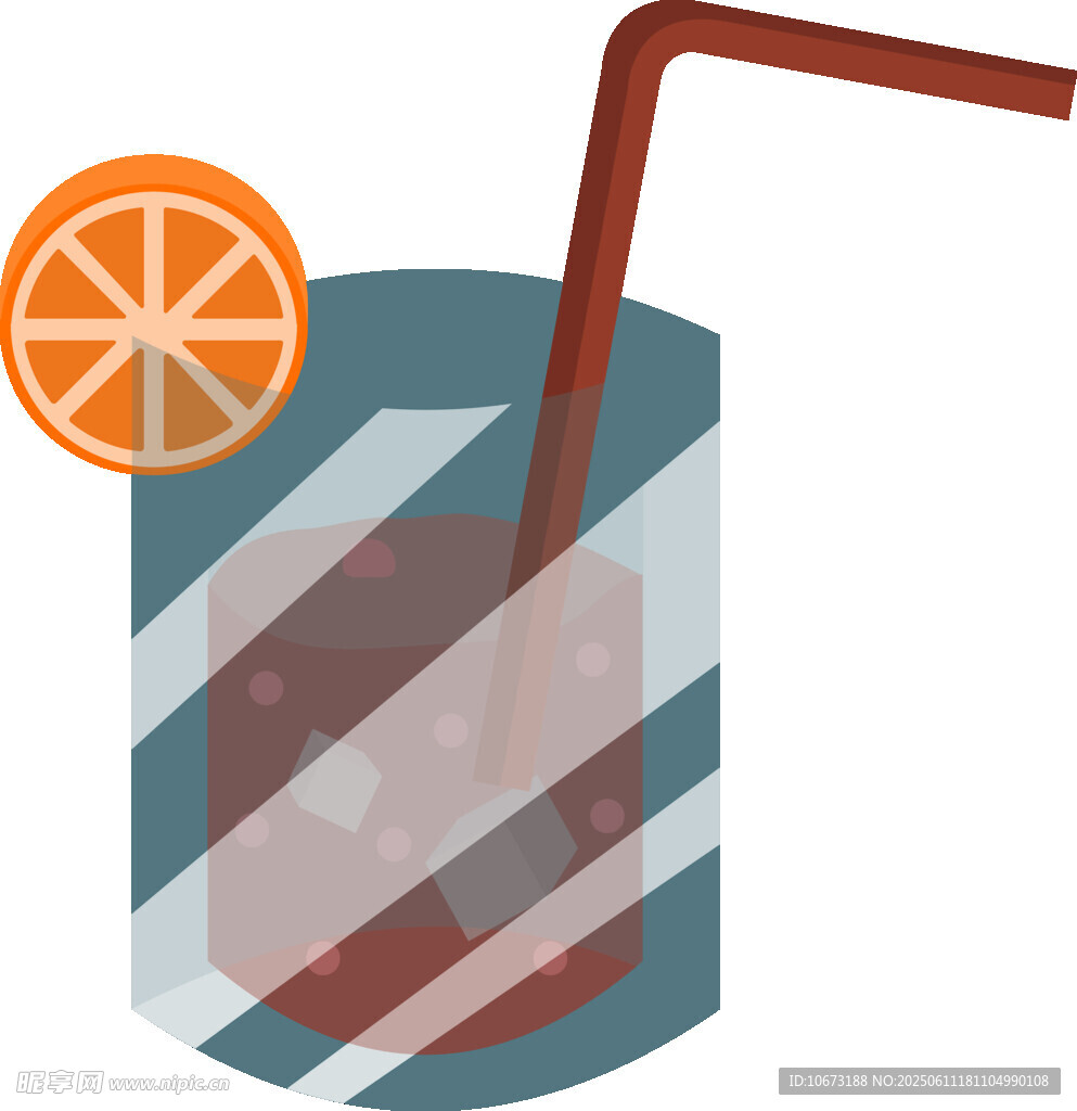 橙色吸管飲料插畫