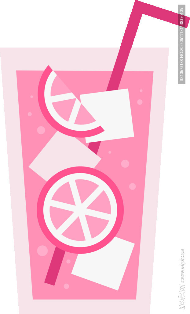 粉色檸檬冰飲插畫