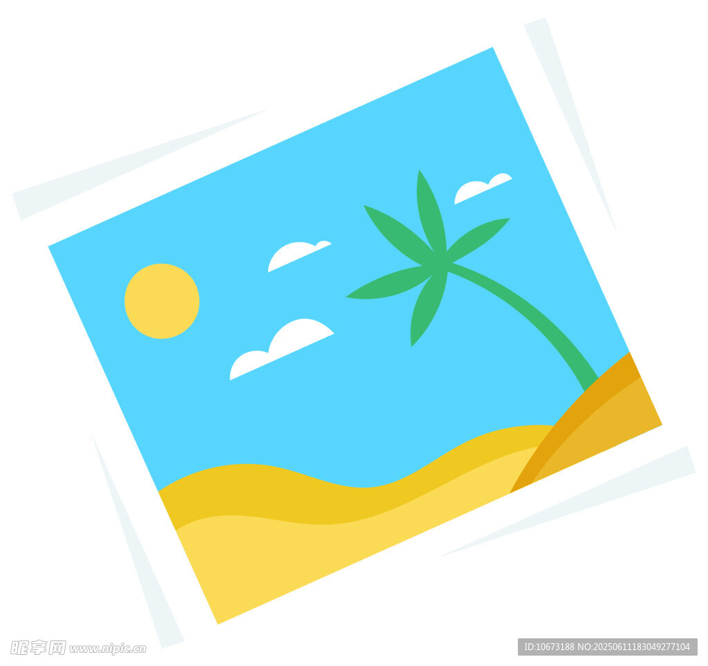 夏日海灘風景插畫