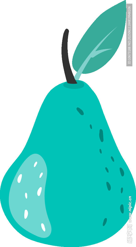 青綠色梨子插畫