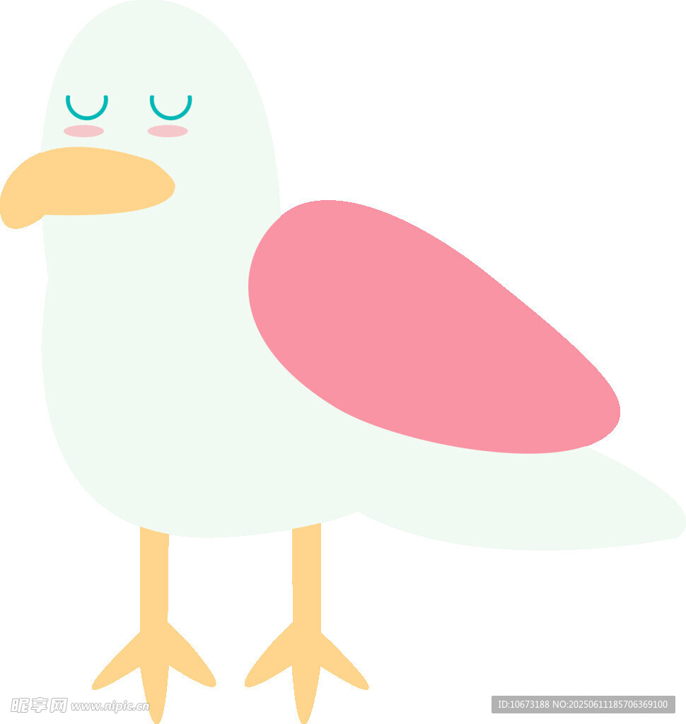 可愛閉眼小鳥插畫