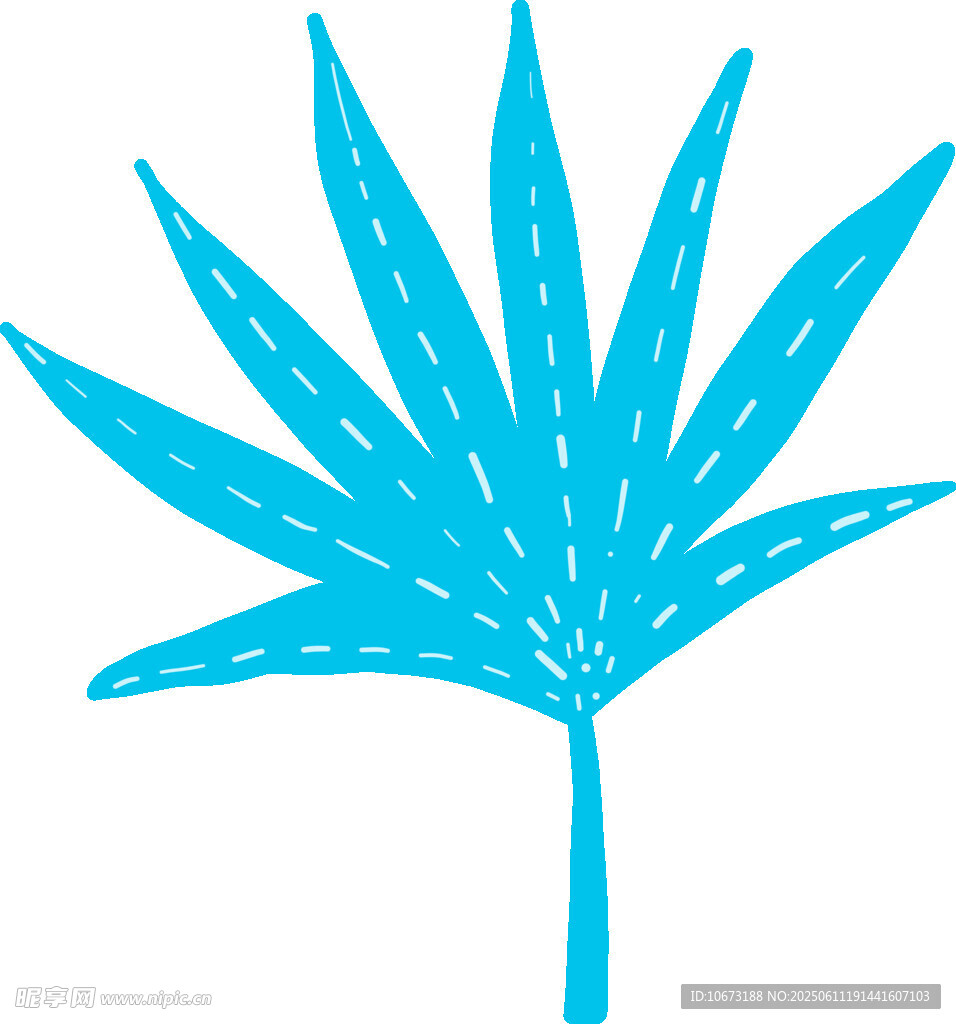 藍色手繪風單株植物圖案