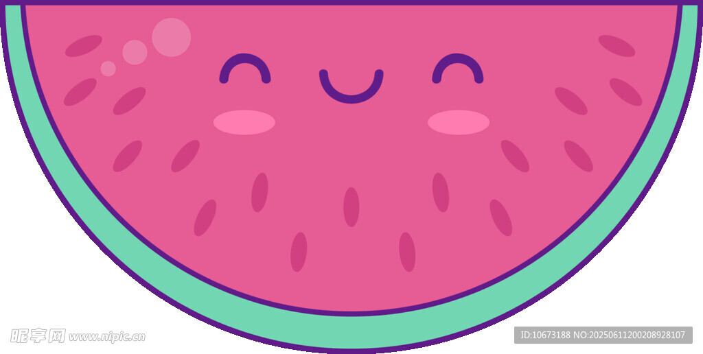 可愛笑臉西瓜插畫