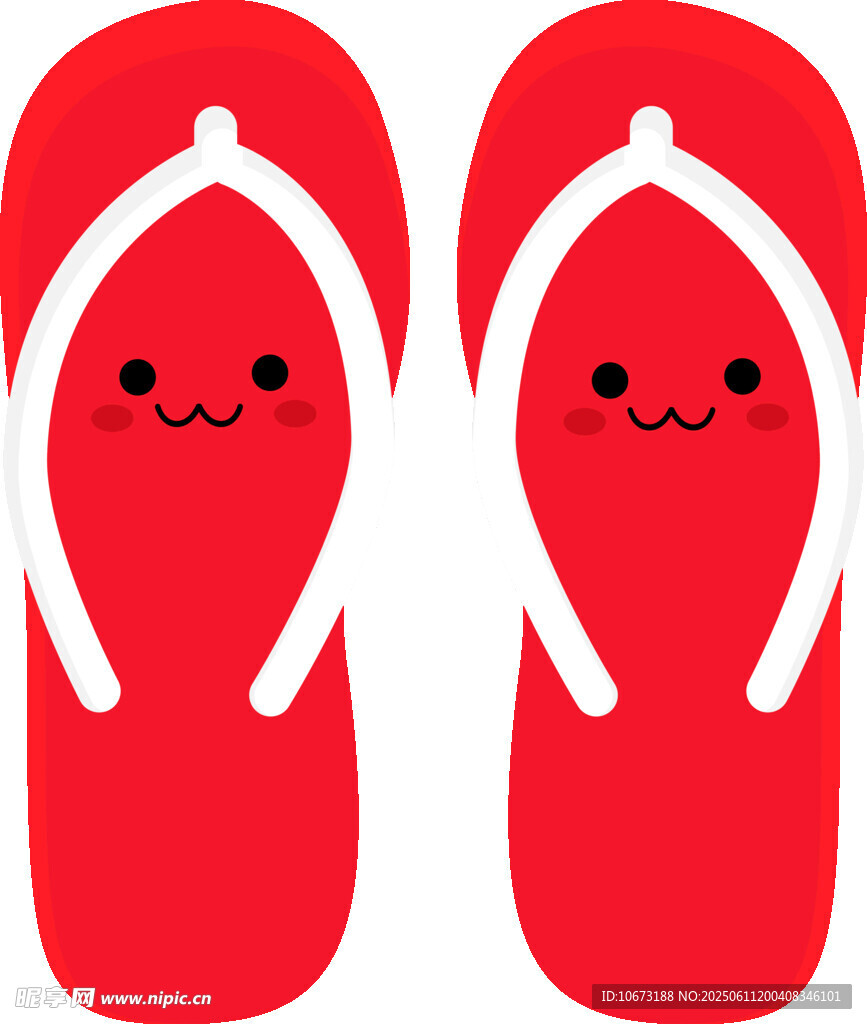 可愛(ài)紅色卡通人字拖