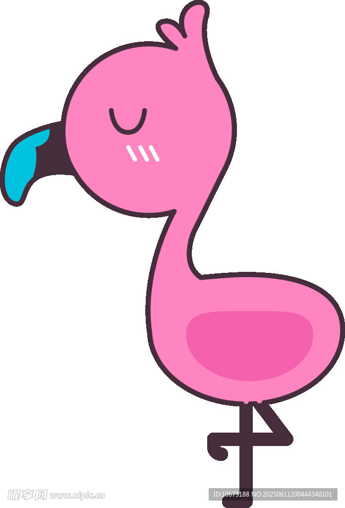 單腿站立的粉色火烈鳥