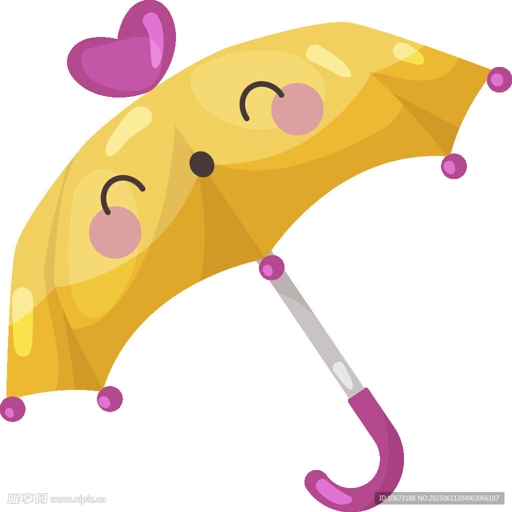 可愛笑臉黃色卡通雨傘
