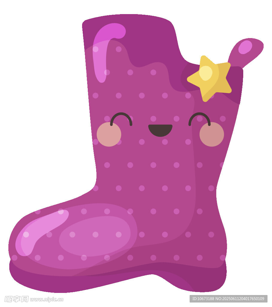 可愛紫色星星波點兒童雨靴