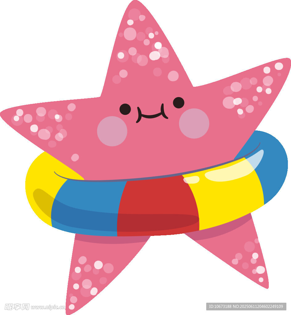 戴游泳圈的可愛海星