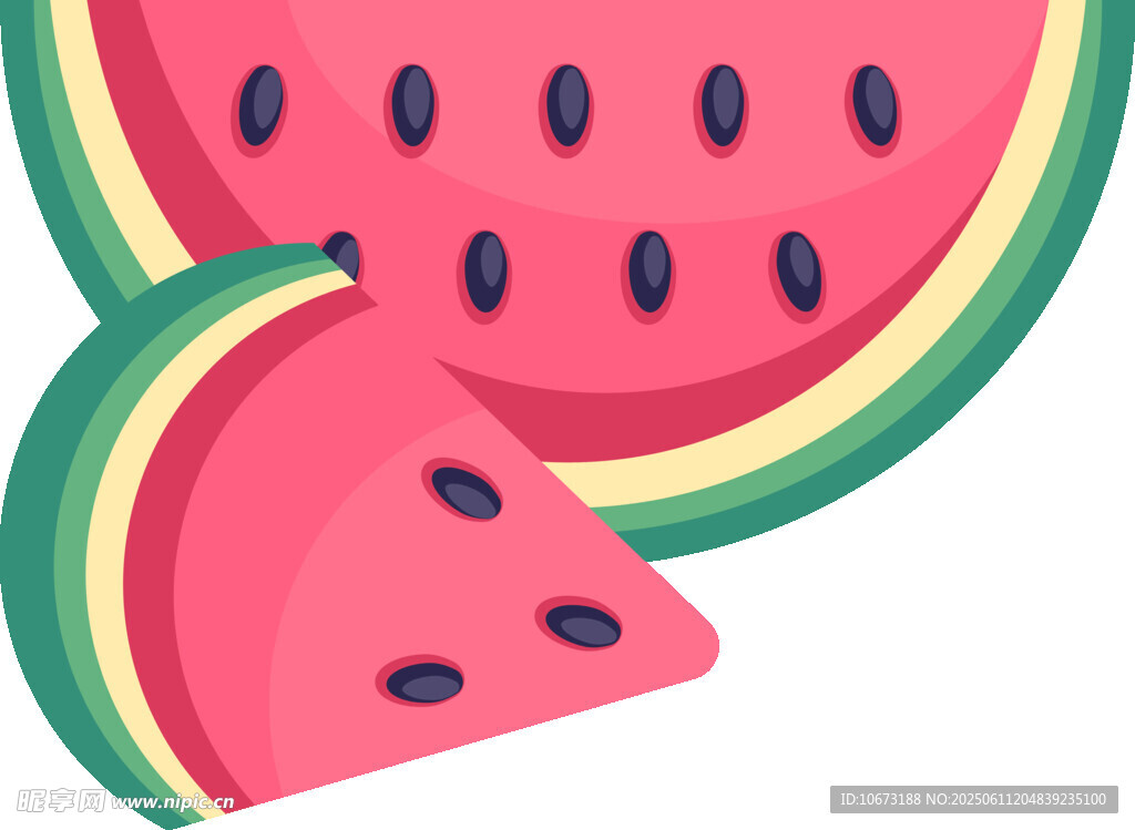 美味西瓜切片插畫
