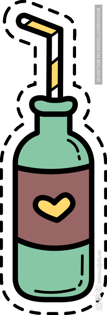 綠色愛心瓶插吸管飲品