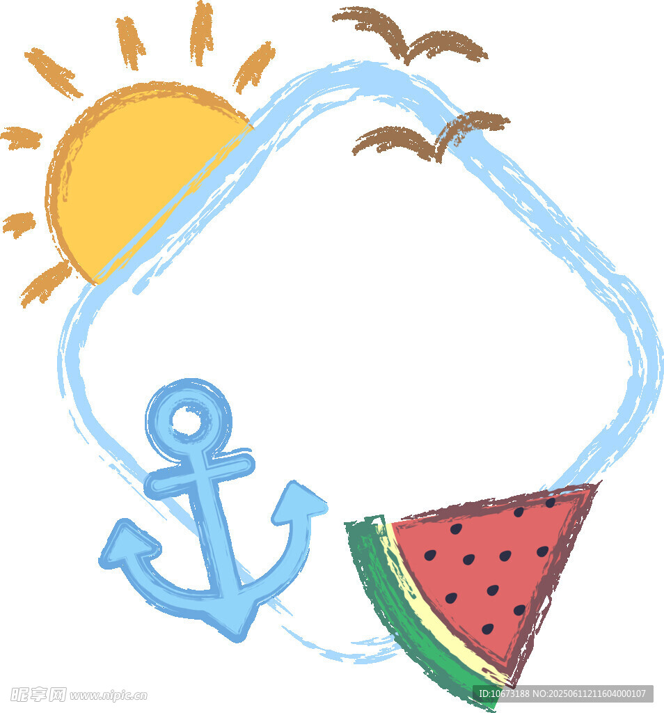 夏日海洋主題手繪元素