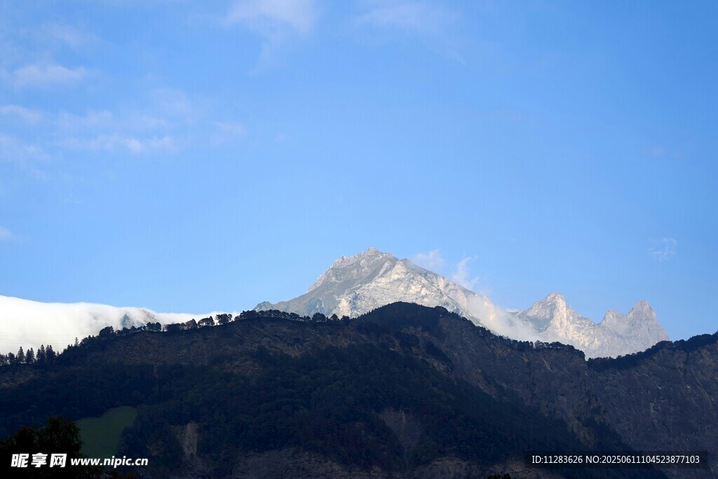 巍峨雪山與蔥郁山林