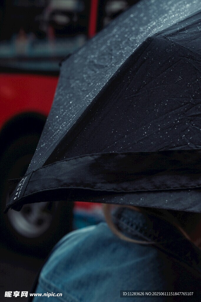 雨中撐傘背影