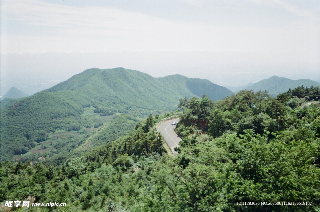 山間綠意盎然的蜿蜒小路