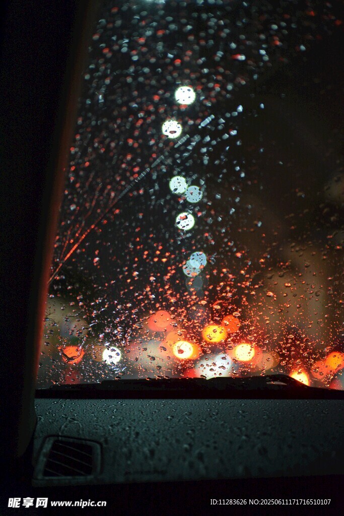 雨夜車窗水滴