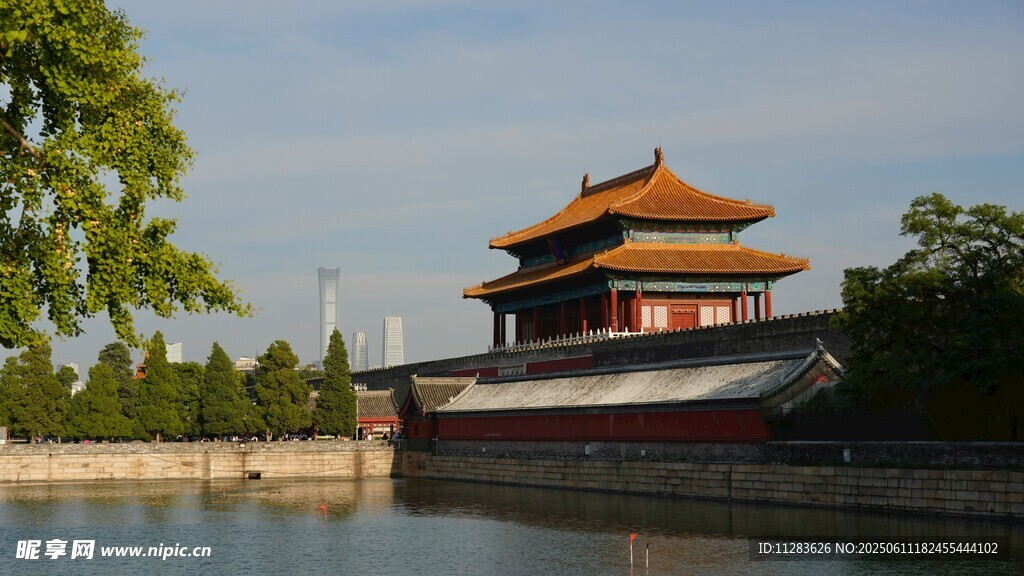 北京故宮角樓臨水美景