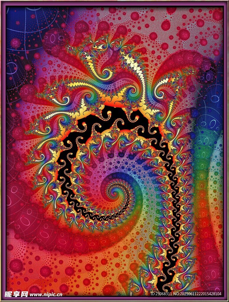絢麗螺旋分形藝術圖案