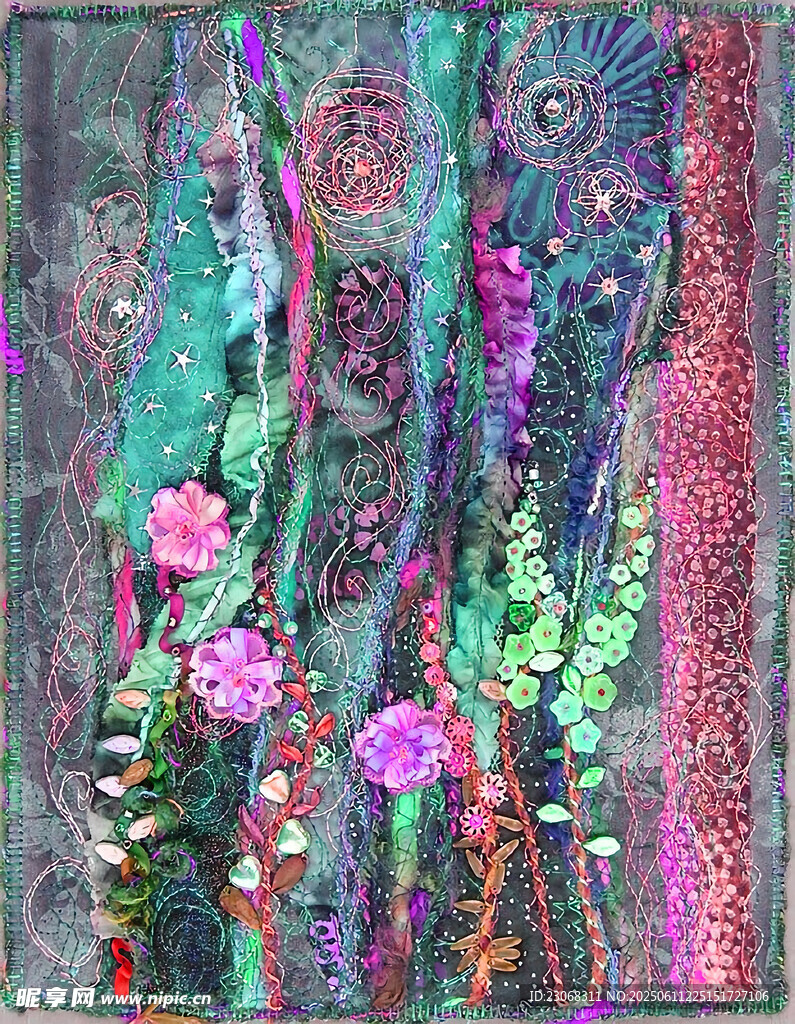 夢幻花卉抽象藝術畫作