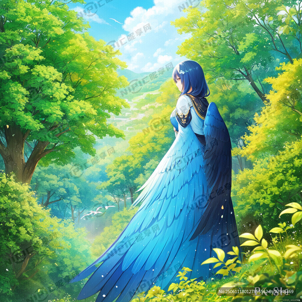 藍天 綠葉子 鳥