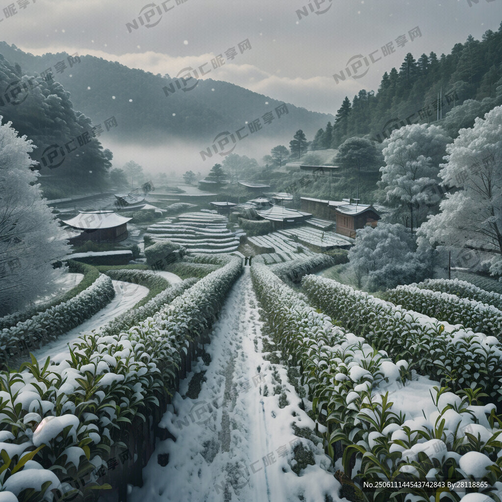 雪后的茶園 鄉野茶園 綠色為主