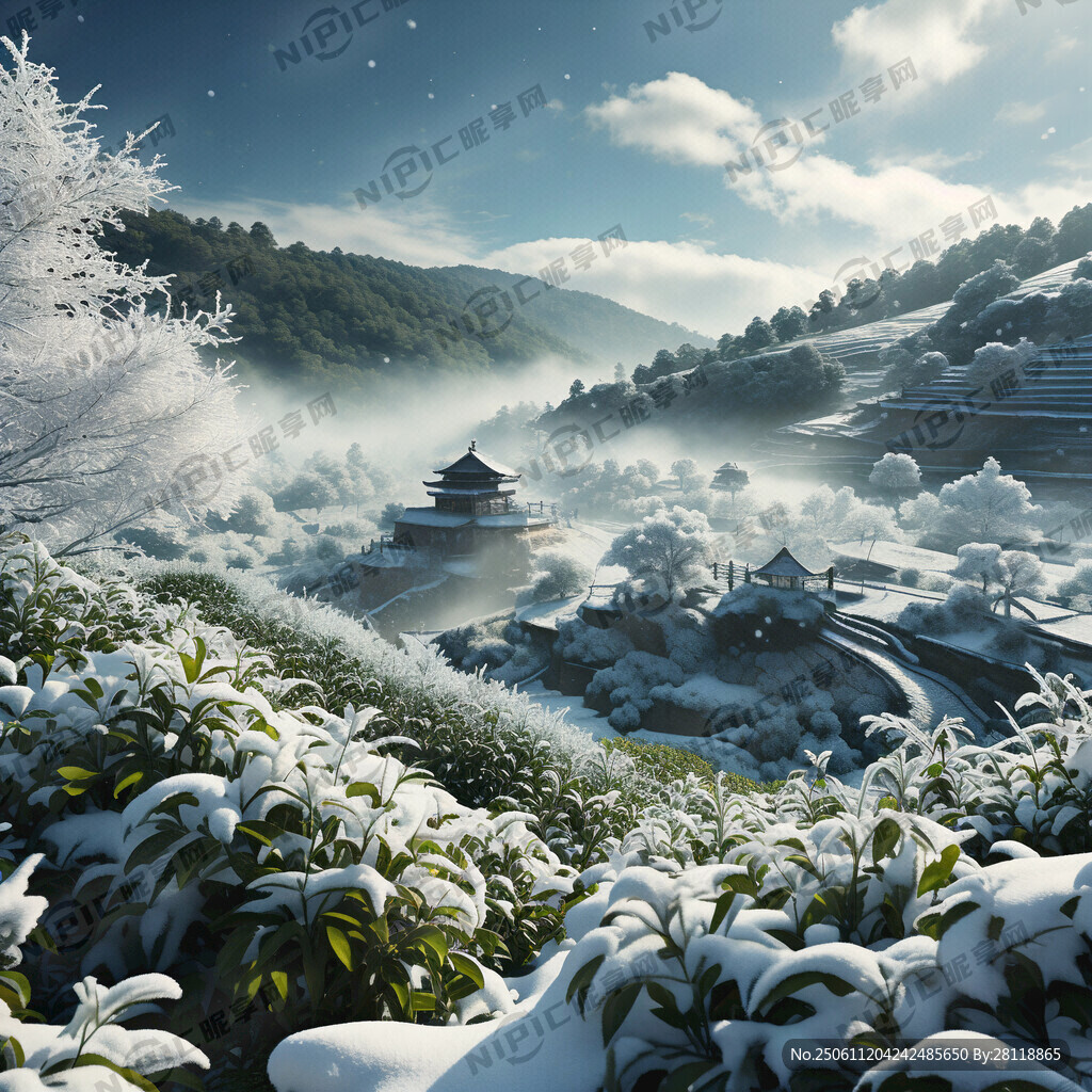 雪后的茶園 鄉野茶園 綠色為主