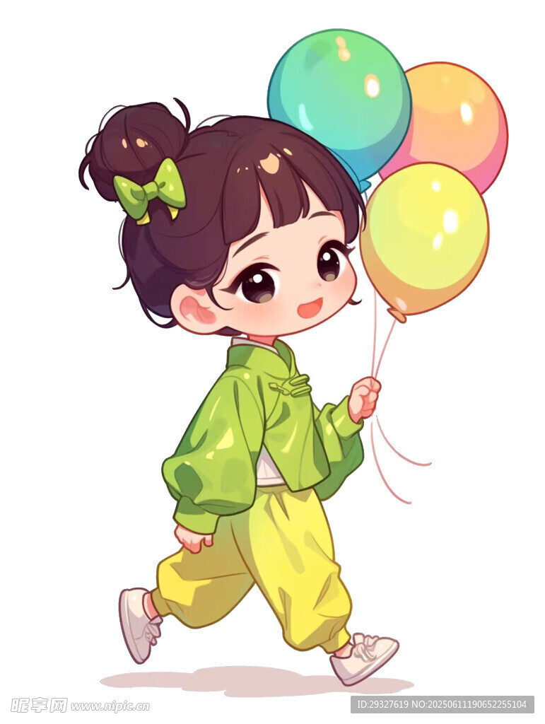 手持氣球的可愛小女孩
