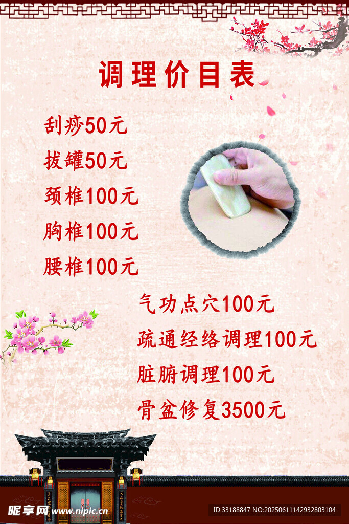 中醫調理價目表展示