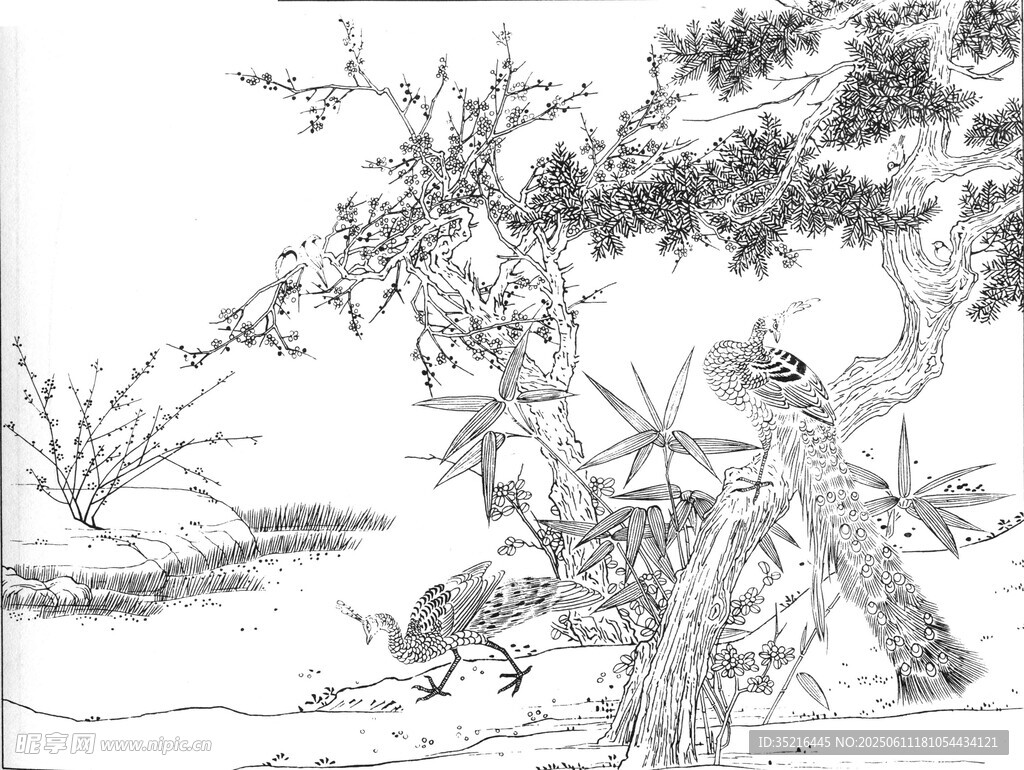 水墨風樹木景致圖