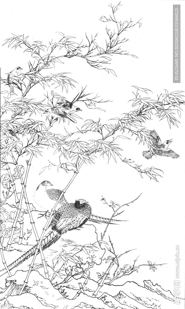 水墨枝頭雙鳥圖