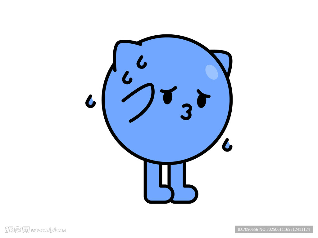 藍色小貓害羞模樣