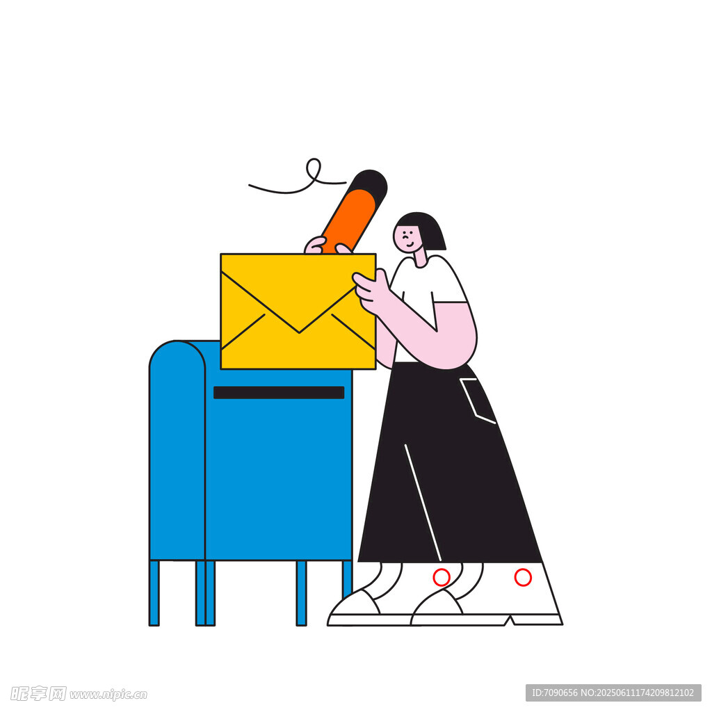 女子投遞信件場景
