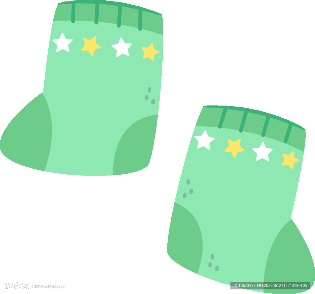 綠色星星圖案兒童襪子