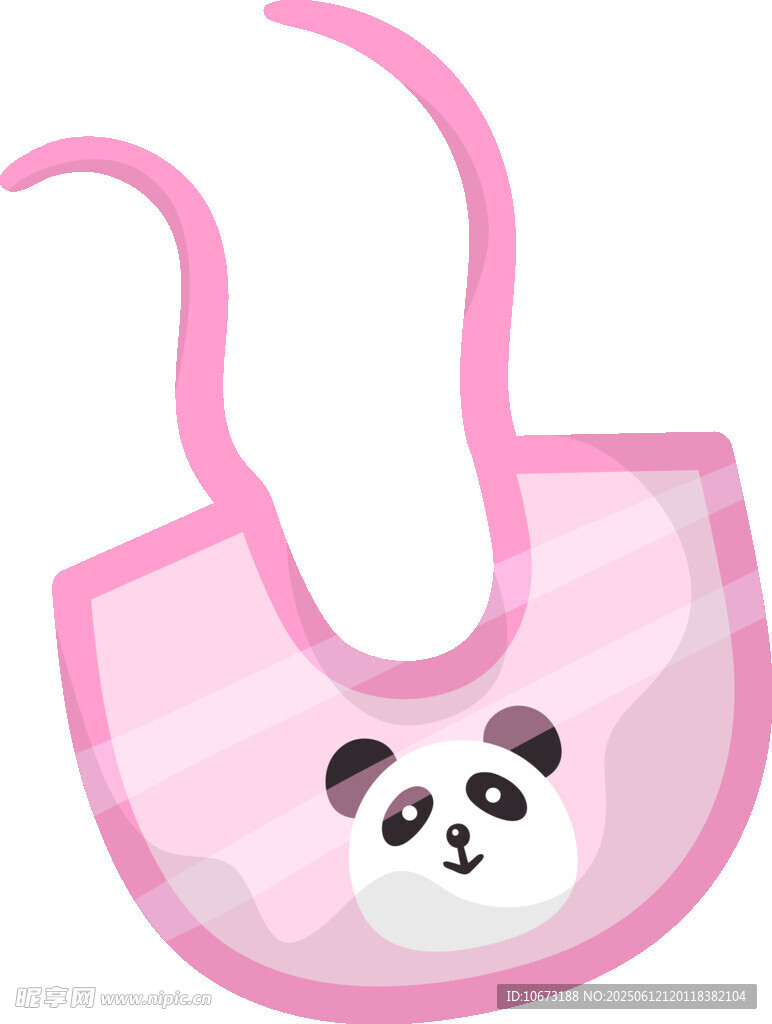 熊貓圖案粉色嬰兒圍兜