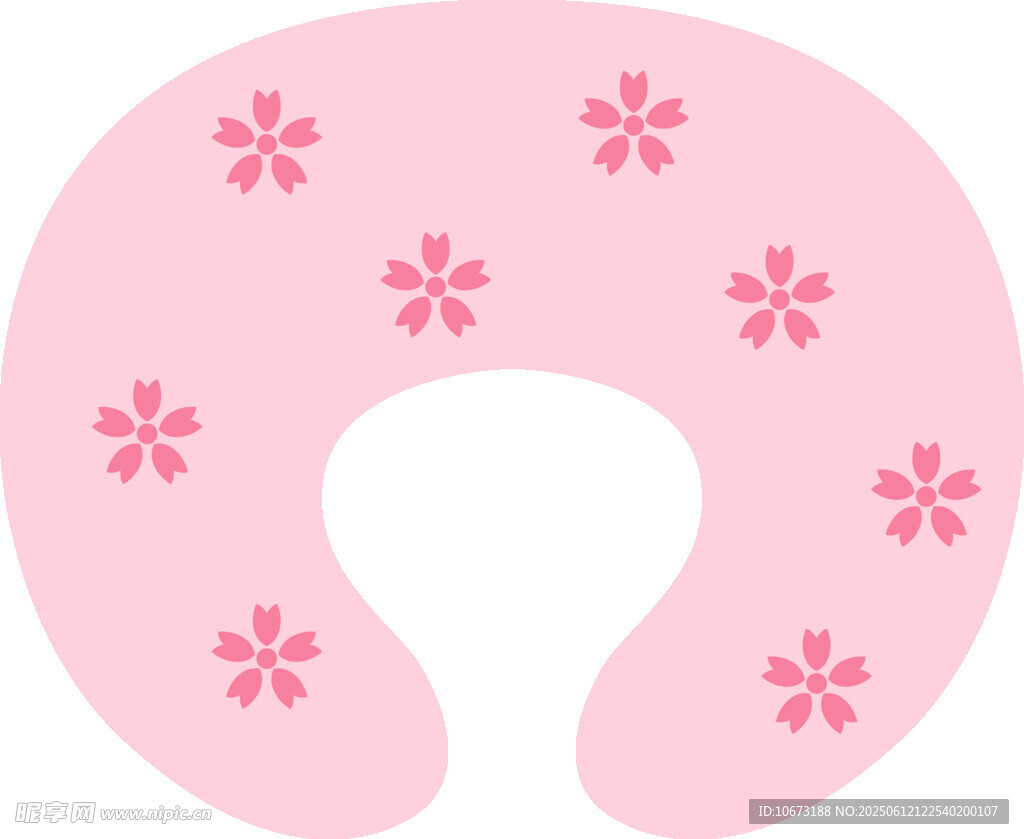 粉色花朵圖案U型枕