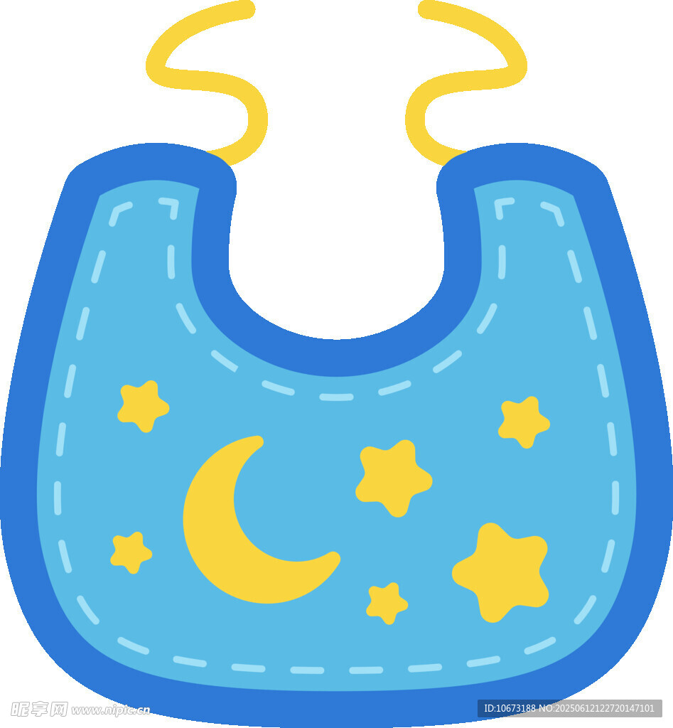 藍色星星月亮圖案嬰兒圍兜