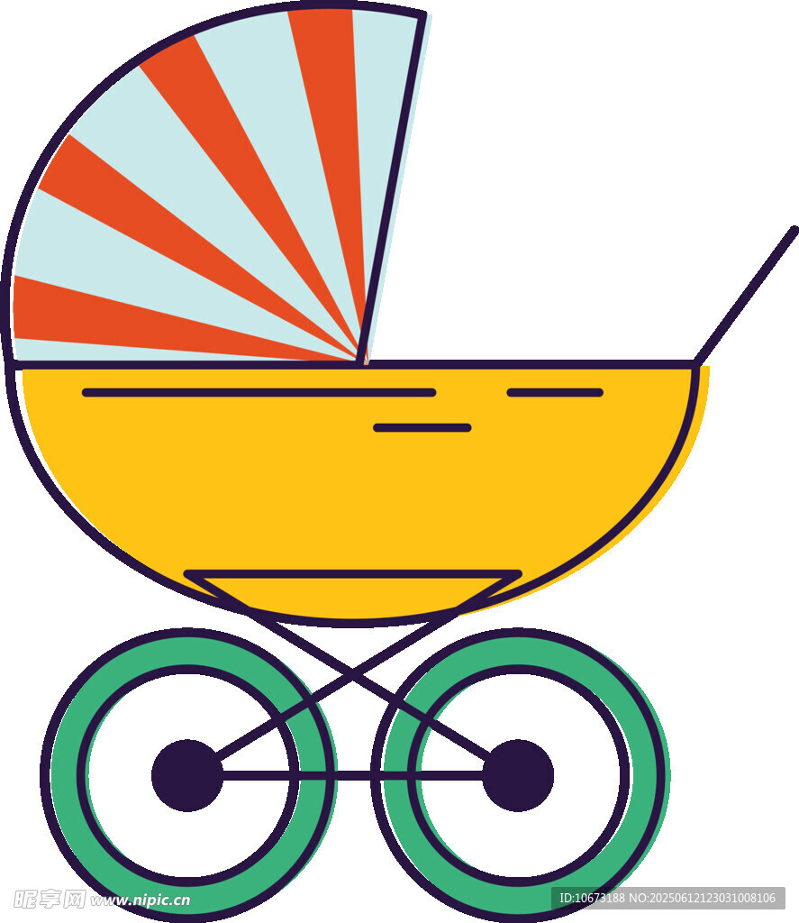 復(fù)古風(fēng)嬰兒推車插畫