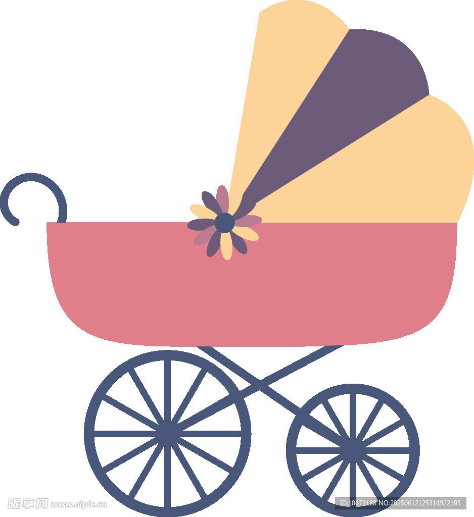 復(fù)古風(fēng)嬰兒推車插畫(huà)
