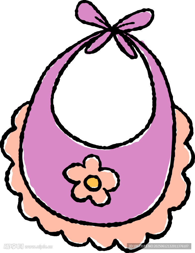 紫色花朵圖案嬰兒圍兜