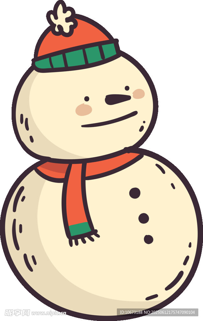 戴帽圍巾的可愛小雪人