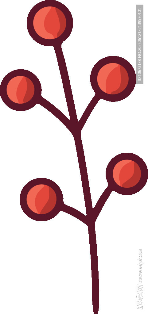 紅色果實枝條插畫