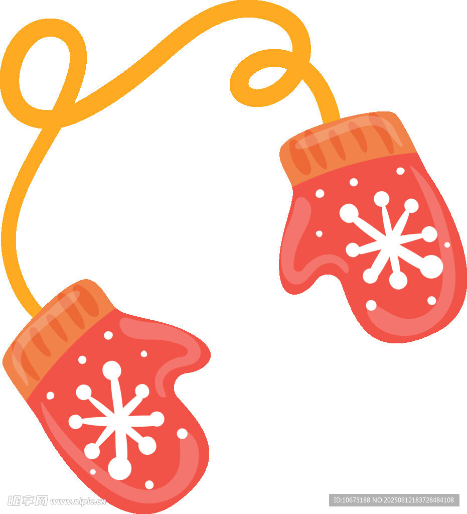 紅色雪花圖案連指手套