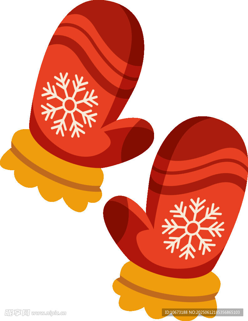 冬季雪花圖案保暖紅手套