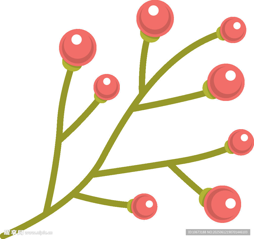 紅色漿果植物插畫