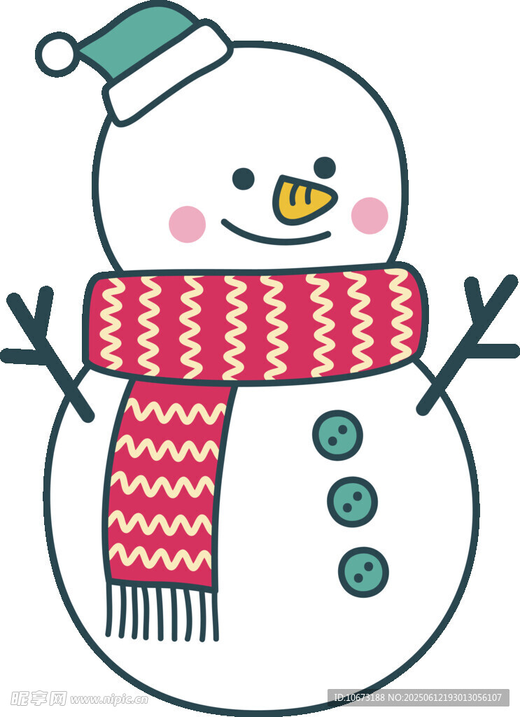 可愛雪人戴帽圍圍巾