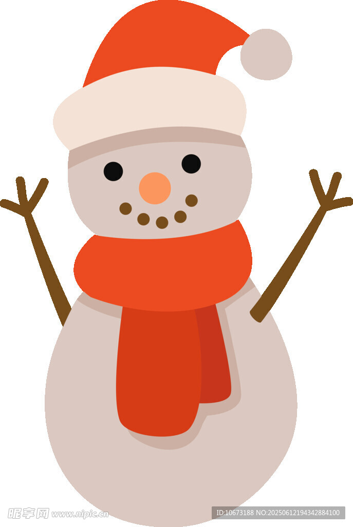 戴帽圍巾的可愛小雪人