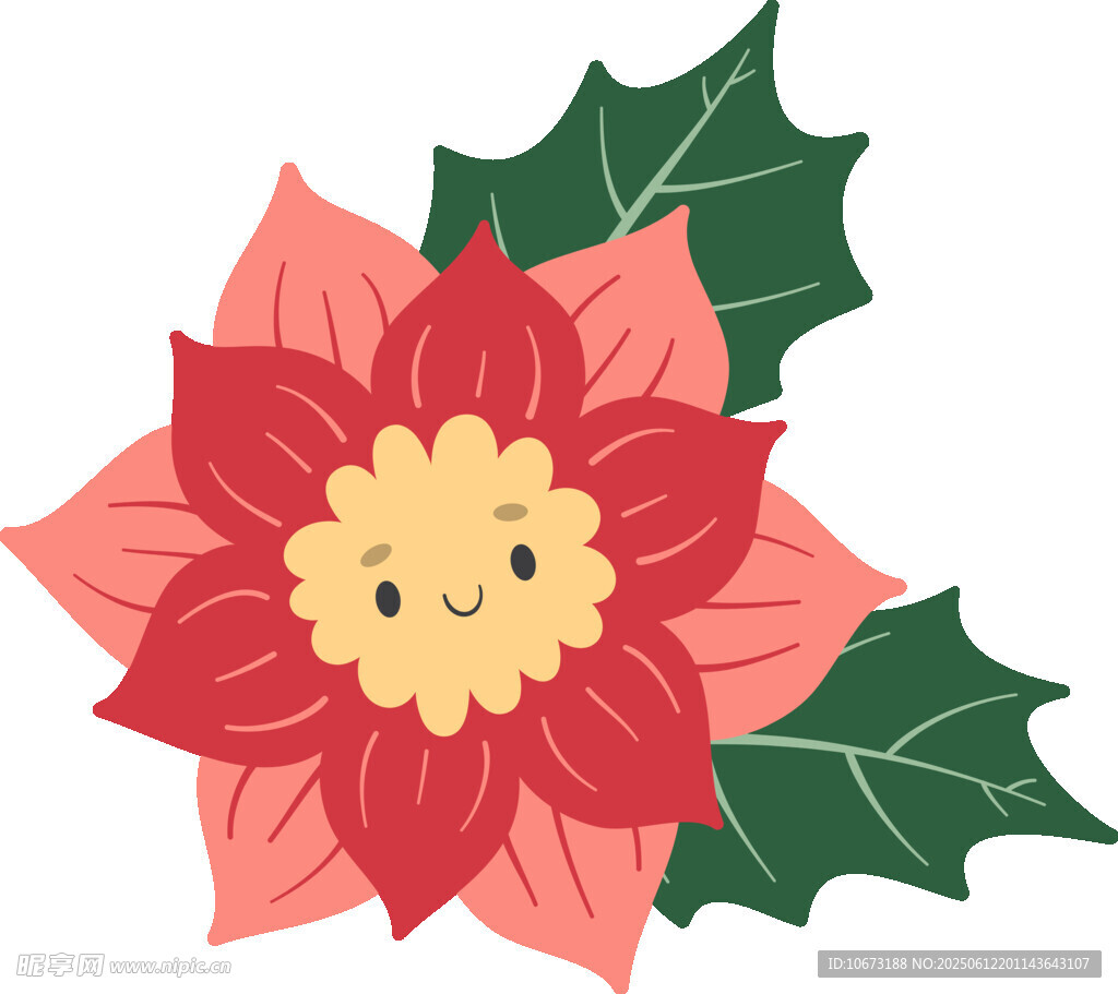 可愛(ài)笑臉一品紅插畫(huà)