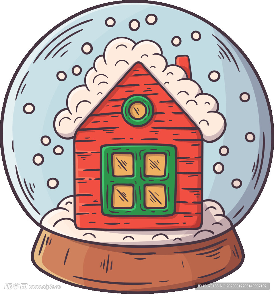 雪中小屋玻璃球擺件
